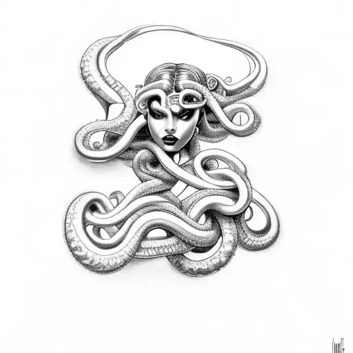 Sexy Evil Curvy Medusa With Long Tail