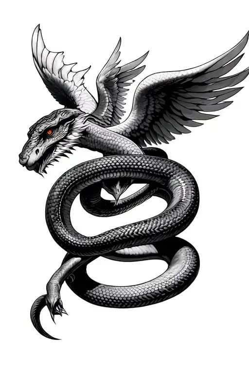 Icarus And Snake Wrapped