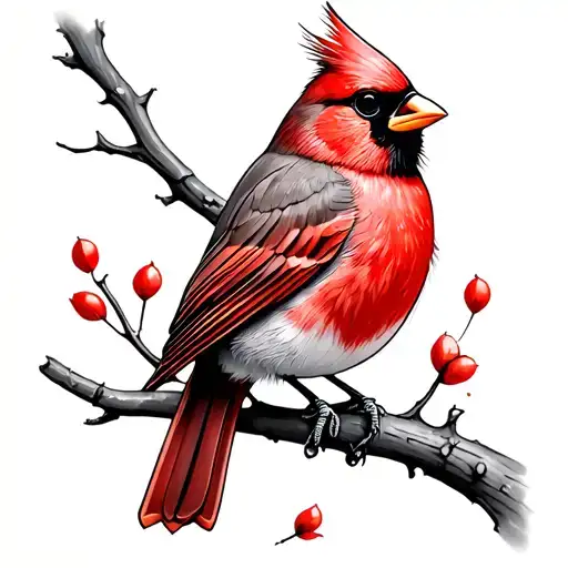 Cardinal With Sparrow And Letter A In Color