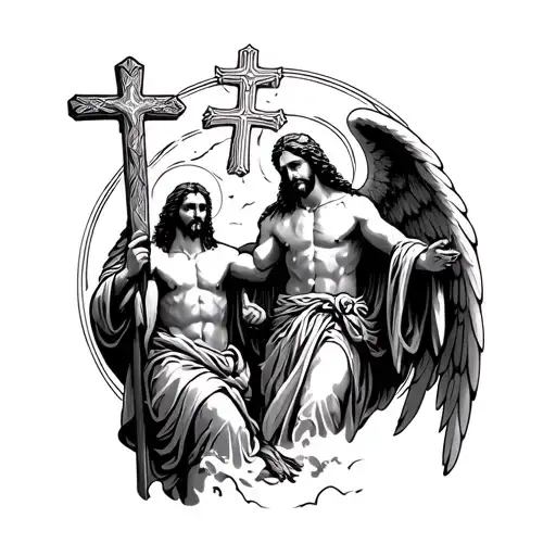 Ave Christus Rex And Jesus With Crosses And Truth And Angel Warriors