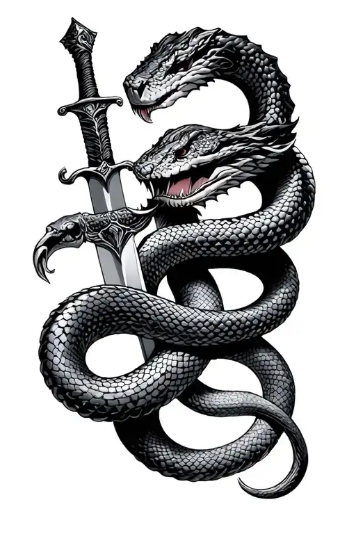 Snake And Sword Intertwined