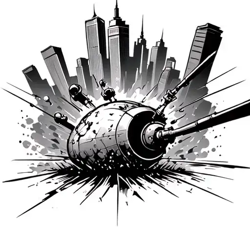 Bomb Explosion In A City Skyline In The Background