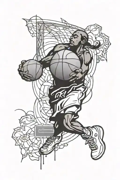 African-american Style Tattoo With A Basketball Ball And A Quote