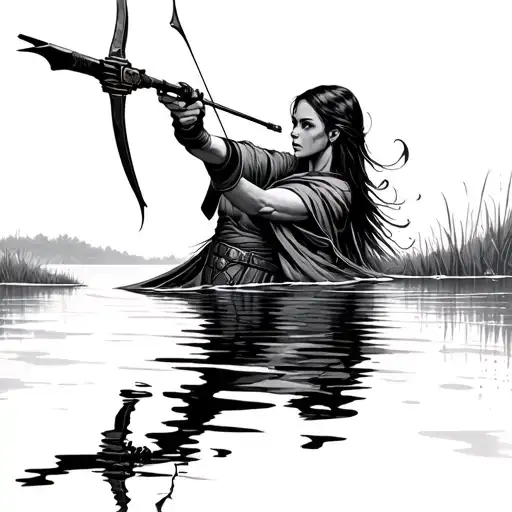 Archer Aiming At Her Reflection In The Water