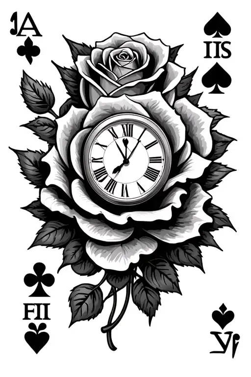 Cards With Rose Clock And Dice