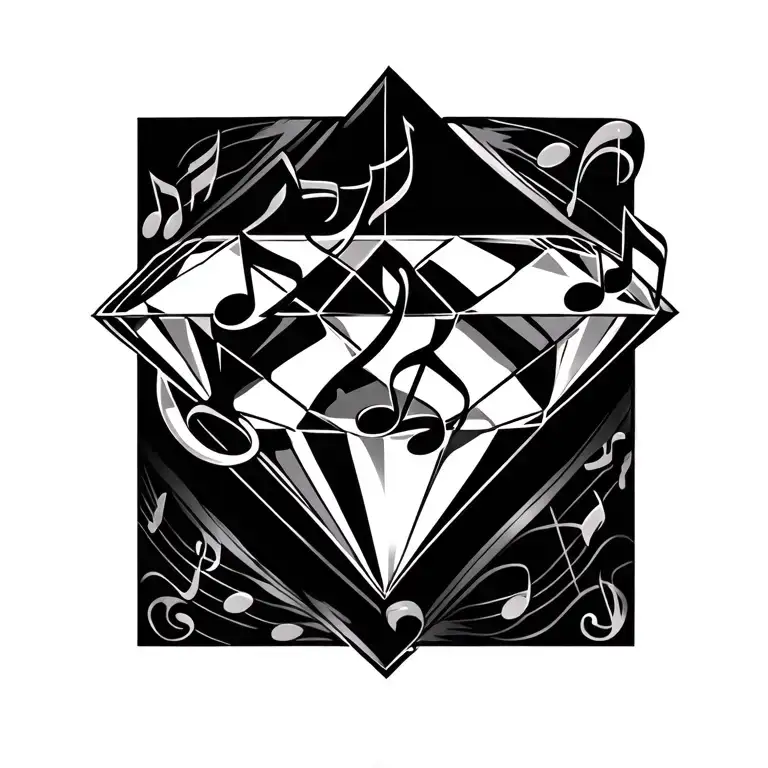 Diamond With Music Note Intertwined