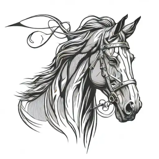 Using A Single Line Draw A Horse Head Profile And The Line Is Made To Look Like A Golf Club