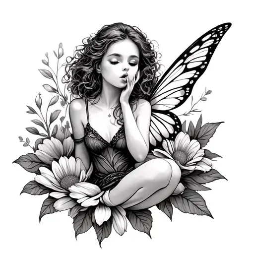 Fairy Sitting On Flower Blowing Kiss