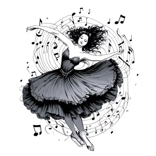 Dancer And Music Note Intertwined
