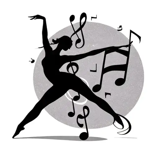 Minimalist Dancer And Music Note Intertwined
