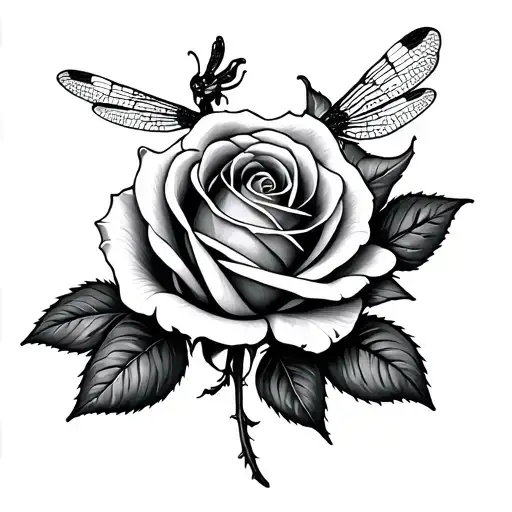 Rose And Dragonfly