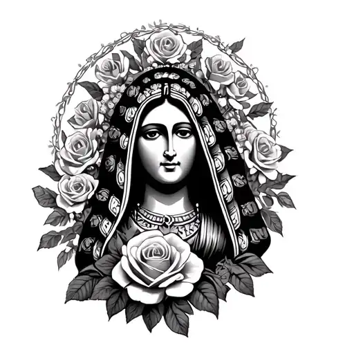 Virgen De Guadalupe Mexican With Roses