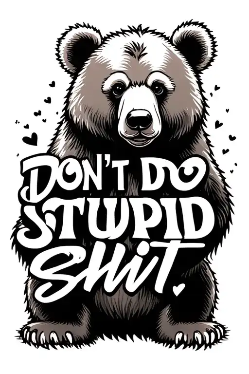 Bear Outline With Quote Saying Don't Do Stupid Shit
