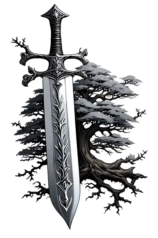 Tree And Sword Embedded