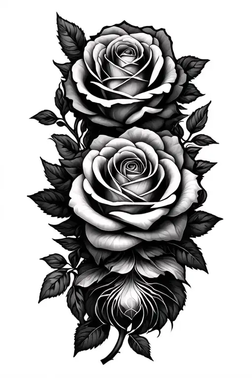 Mirror Image Roses Intertwining Symbols Of Love And Peace