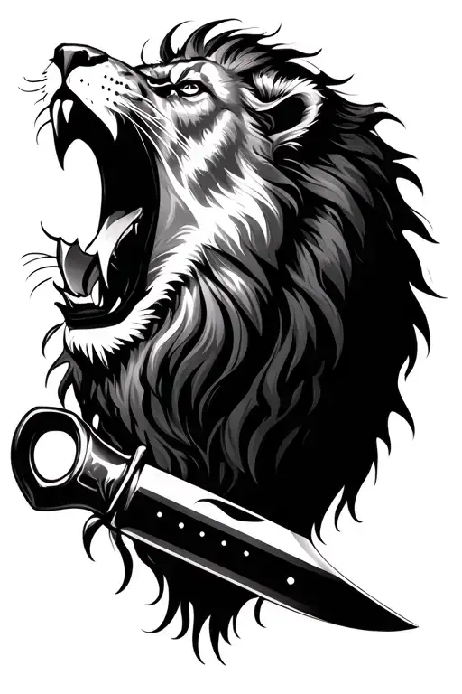 Lion Roaring Inside A Knife