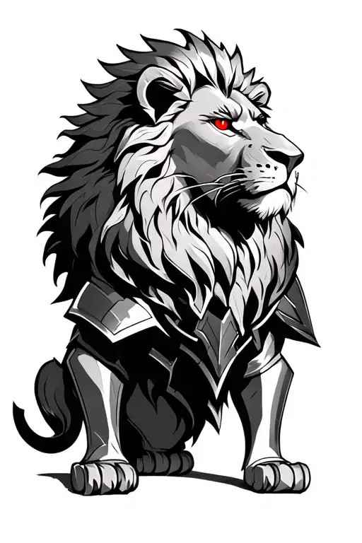 Lion With Red Eyes On Armor