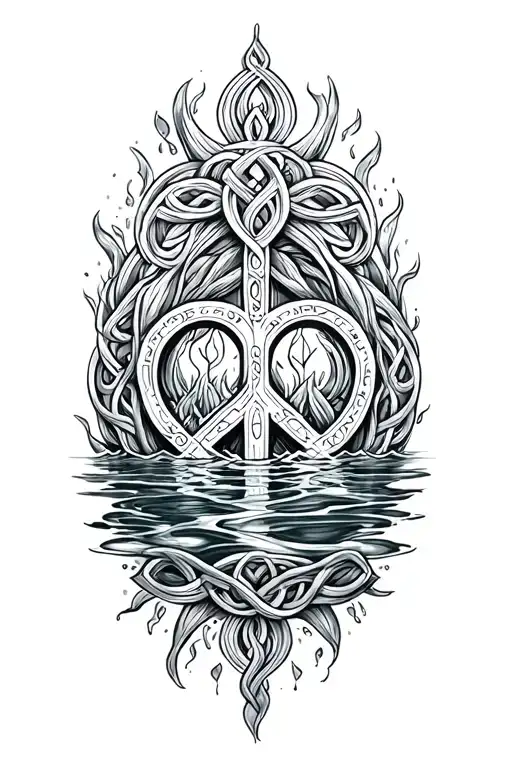 Celtic Love And Peace Surrounded By Water