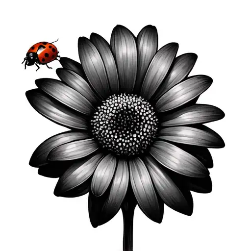 Marguerite Flower With Ladybug Resting