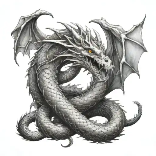 Dragon Protects Snake Wrapped