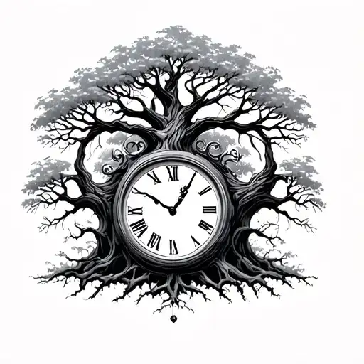 Tree With A Small Clock Face Off Center