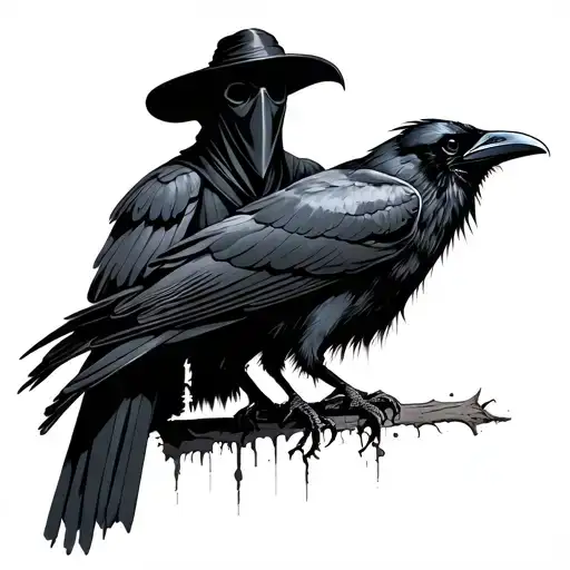 Plague Doctor With Raven Perched