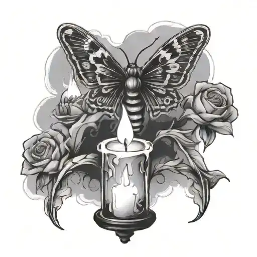 Candle Burning From Both Ends W A Moth In The Smoke Of The Candle