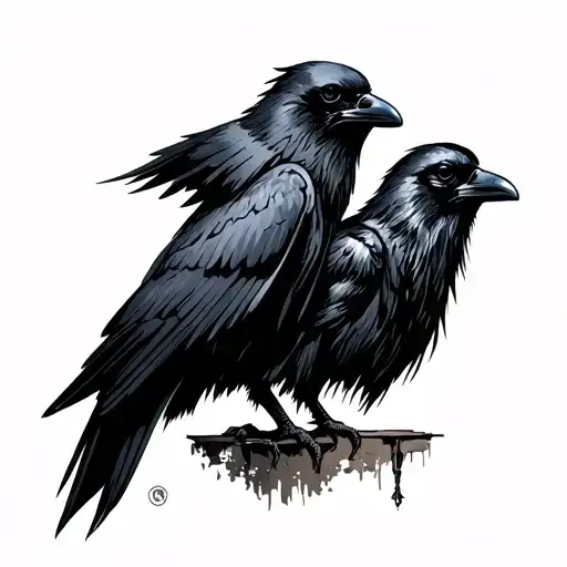 Plague Doctor And Raven Perched