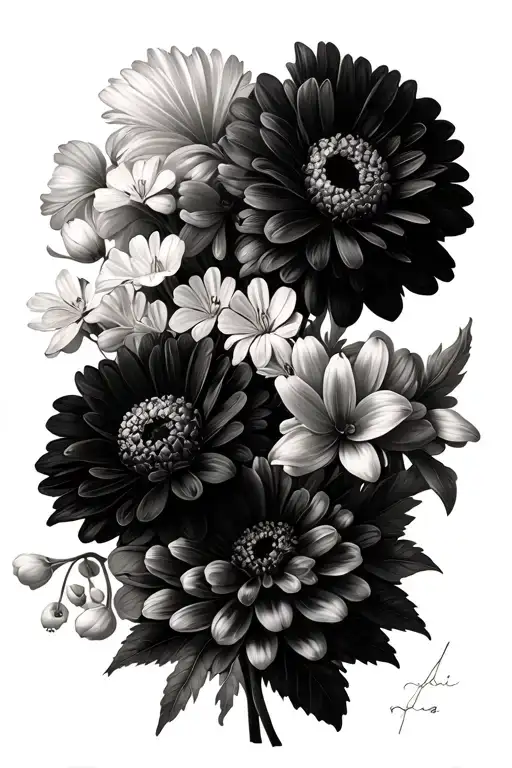 Marigolds Chrysanthemums And Lilly Of The Valley