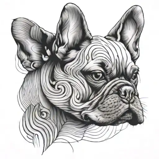 An Abstract Representation Of Music Waves Forming The Shape Of A French Bulldog