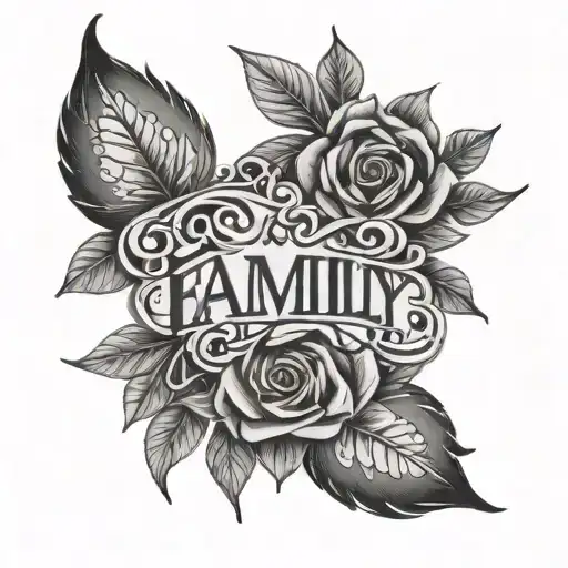 The Word Family In Cursive Sorrounded By A Flower And An Eye