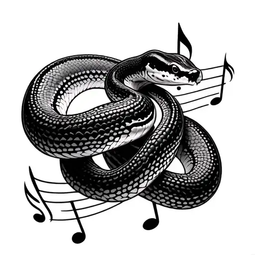 Ball Python Wrapped Around Music Note Intertwined