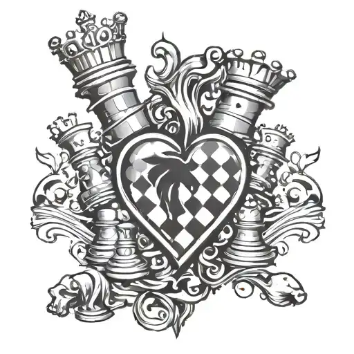 A Heart Made Of Chess Pieces With Philosophical Quotes Inside