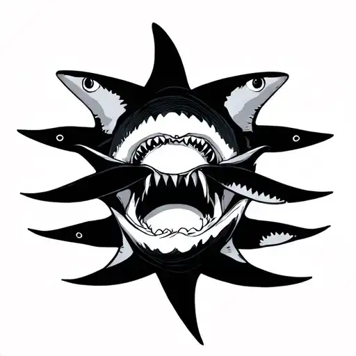Small Minimal Neda Eating Disorder Symbol With Fine Line Sharks