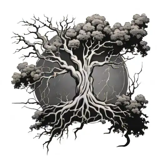 A Tree Whose Roots Turn Into Lightning Bolts Or A Circuit Design