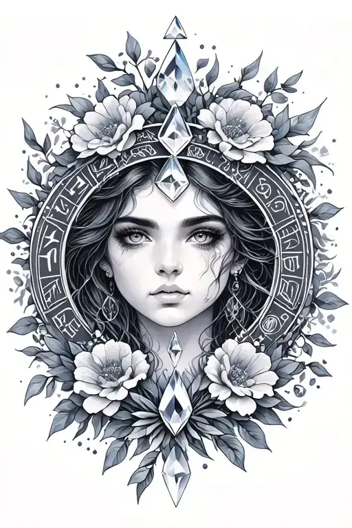 Zodiac With Crystals And Floral