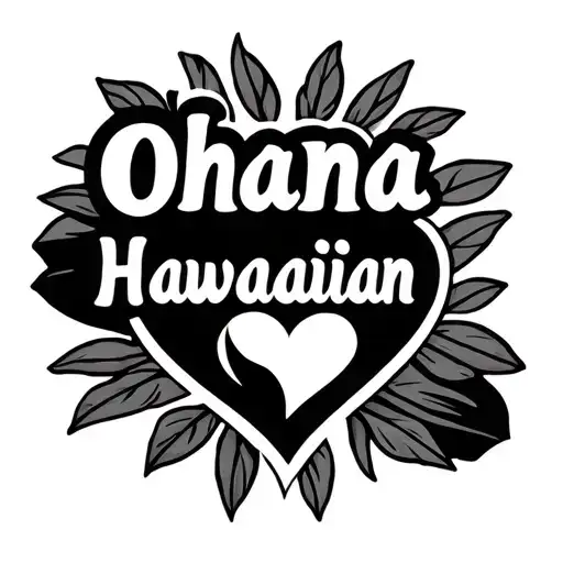 Small Inscription Ohana Hawaiian Theme With A Black Little Heart