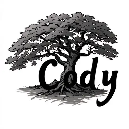 Oak Tree With Cody Name Written