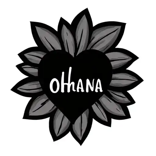A Small Inscription Ohana With A Black Little Heart