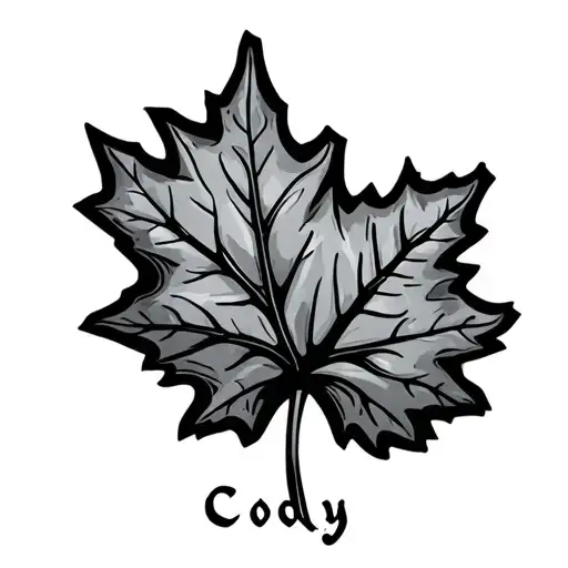 Oak Leaf With Cody Name Written Underneath
