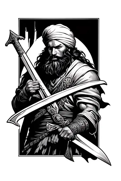 Khalsa Warrior Wielding A Sword