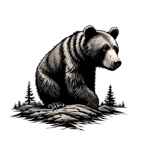 Bear In Forest Scene