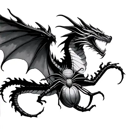 Spider Lilly And Dragon Flying