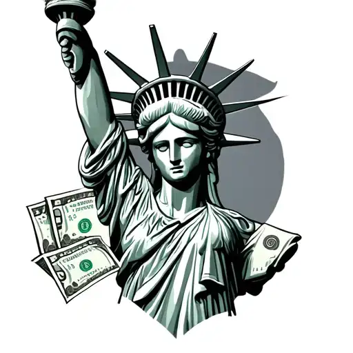 Statue Of Liberty With Money