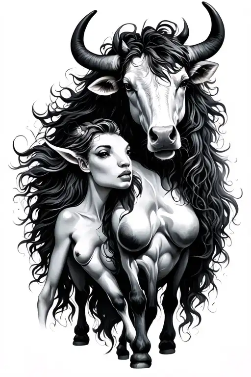 Female Centaur And Bull