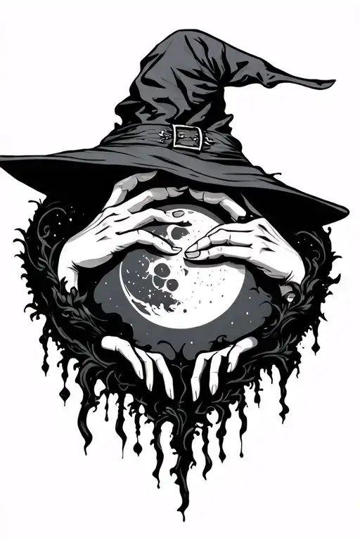 Witch Hands With Moon And Sun