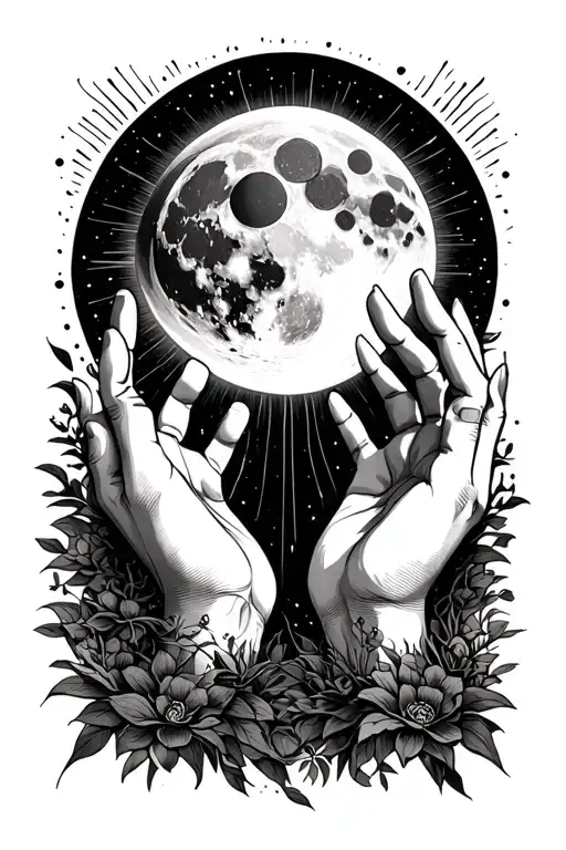 Hands With Moon And Sun