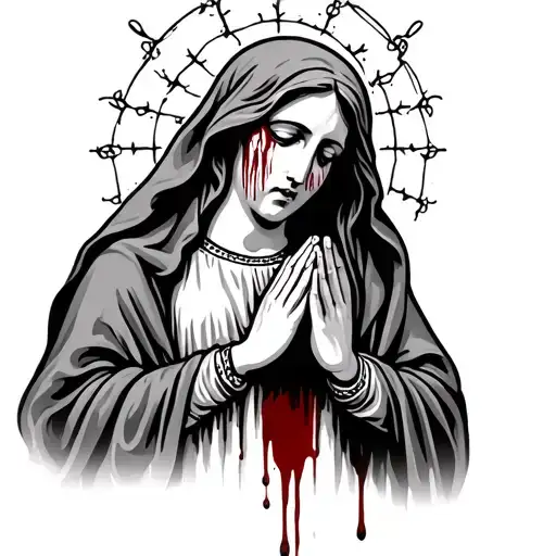 Crying Blood Virgin Mary Praying