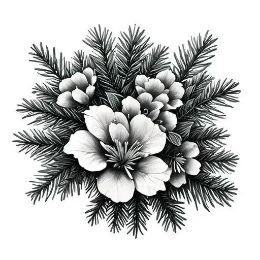 Douglas Fir Tree With Flowers Wrapped Around It