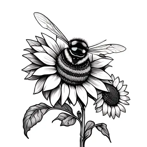 Honey Bee And Sunflower